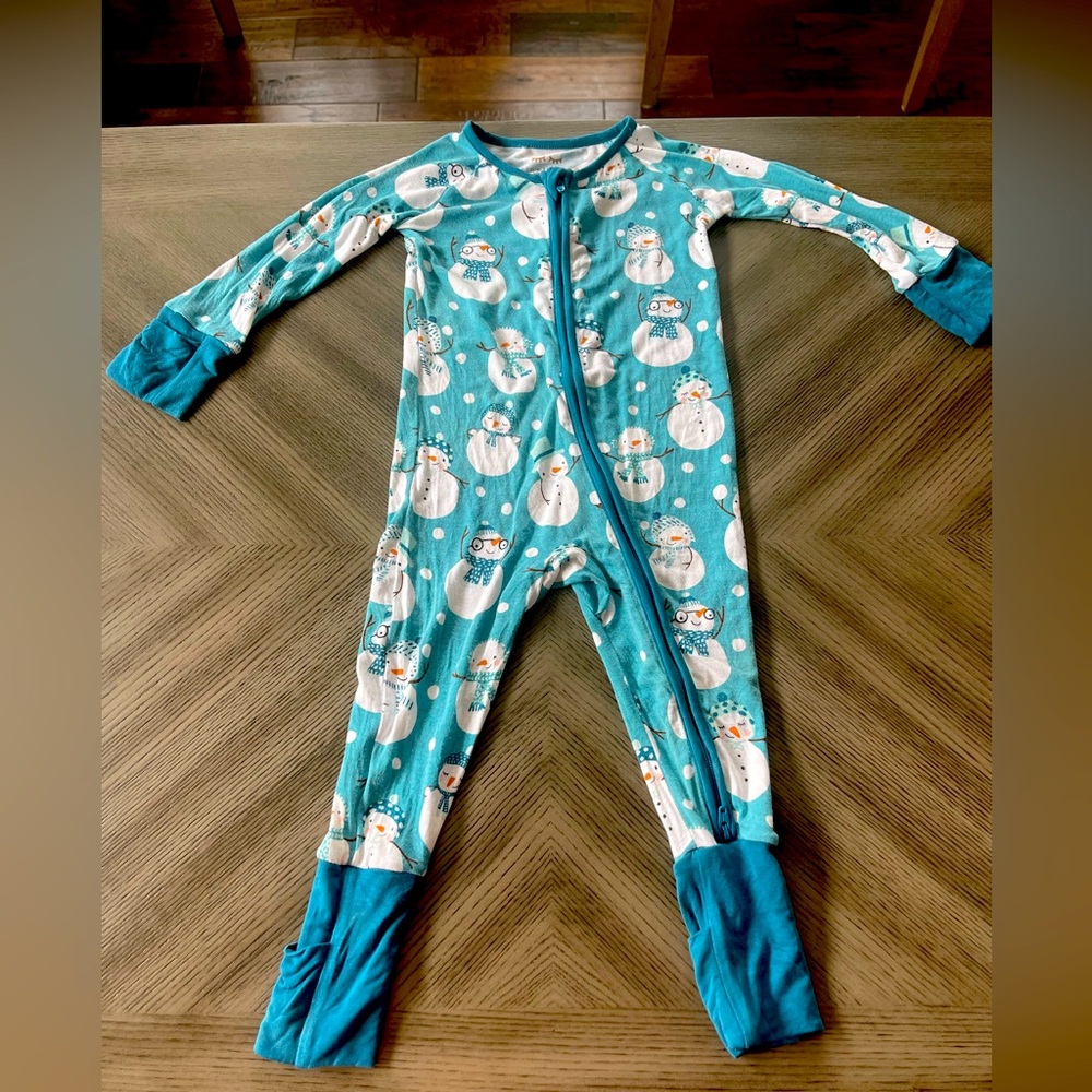 6-12 blue snowman little sleepies